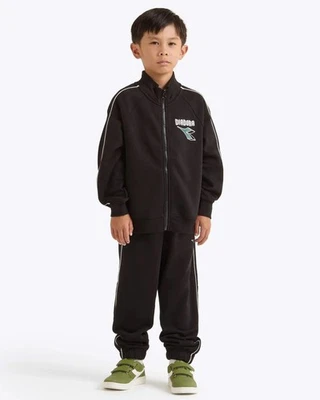  Tuta Intera Completa Full Tracksuit Ragazzi Unisex Diadora JB FZ Logo BR Nero  - Immagine 1 di 4