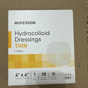 McKesson Thin Hydrocolloid Dressing 4x 4" thin 10 pcs mfr#1883 - Imagen 1 de 3