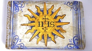 Antike IHS JESUS CHRISTUS Terrakotta Fliese - signiert SD-QM15 saca castelli - Bild 1 von 5