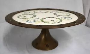 WMF Jugendstil Sockel Kuchenteller Ständer Messing Porzellan Straußenmarke Germany - Bild 1 von 13