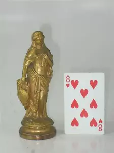 Antique Gold Plated lady Spelter Gilded Finel Clock Part STATUE SCULPTURE - Picture 1 of 1