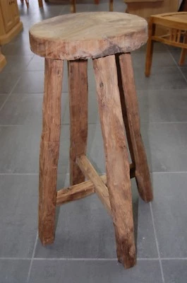 Teakholz Teak Holz massiv Barhocker rund Semar aus einer echten Teakholz Wurzel - Bild 1 von 4