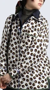 TORY BURCH SILK TWILL POLKA DOT FLORAL TOP/BLOUSE BUTTON DOWN SZ US M NWT - Picture 1 of 15