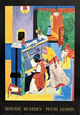 Póster de exposición raro Romare Bearden The Piano Lesson Foto 1 de 4