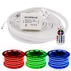 LED Strip 220V Neon Rope Lights Waterproof Dimmable Mains Plug in Outdoor Decor - Picture 1 of 16