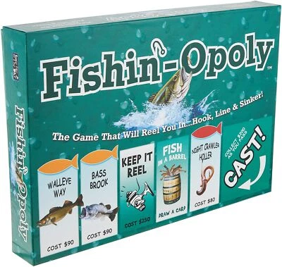 Fishin Opoly Tabletop Game for 2 to 6 Players Family Fun Fishing Adventure   - Image 1 of 4