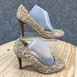DKNYC Heels Womens 8 Tiffany Pump Light Tan Snakeskin Slip On Stiletto Heels - Picture 1 of 16