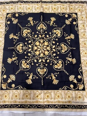 Pierre Balmain FRANCIA Vintage Grande Única Bufanda 100% Seda, Enrollada a Mano PARÍS Foto 1 de 4