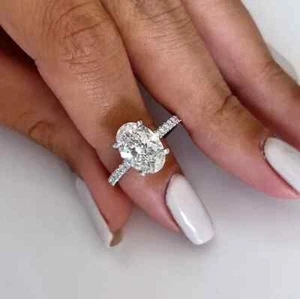 2.10 Carat Lab Grown CVD Diamonds Solid 14k White Gold Engagement Wedding Ring - Picture 1 of 4