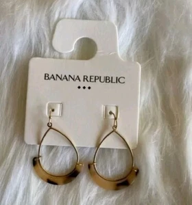 Banana Republic Tortoise Resin Dangle Fashion Earrings NWT - Picture 1 of 2