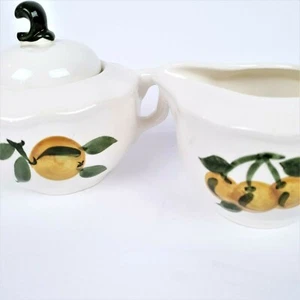 Stangl Vintage Zuckerdose Deckel und Milchkännchen handbemalt geformte Zitronen - Bild 1 von 12