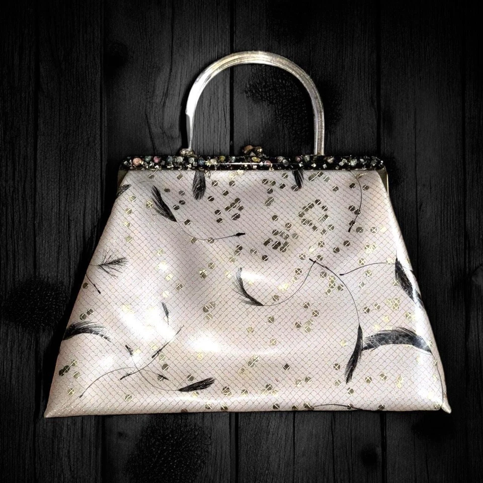 60s retro glam sparkle Lucite top handle purse - Image 1 of 4