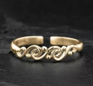 Damen Blumen Zehenring massiv Metall 925 Sterling Silber 14k Gelbgold vergoldet - Bild 1 von 3