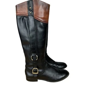 Alex Marie Riding Boots Size 8M Brown Black Knee Boots Shoes 17” Long Full Zip - Picture 1 of 9