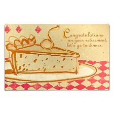 Funny RETIREMENT Card Dinner, 4:30, Pie, Check, by American Greetings + Envelope