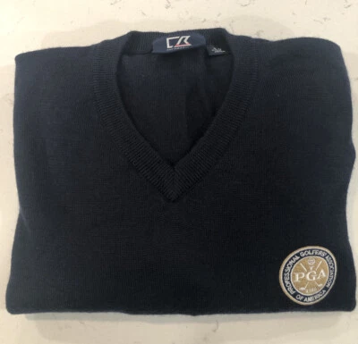 CUTTER&BUCK PGA Metropolitan Section Golf Vneck Long Sleeve Mens Sweater Sz M - Image 1 of 4