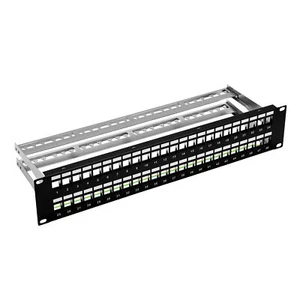 ProfiPatch 19" Patchpanel Verteilerfeld 48-Port 2HE Keystone Jack Modul schwarz - Photo 1/6