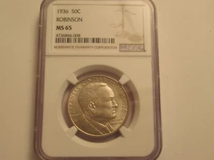 1936 US Mint silver half dollar, Robinson - Arkansas Centennial, NGC MS65 - Imagen 1 de 5