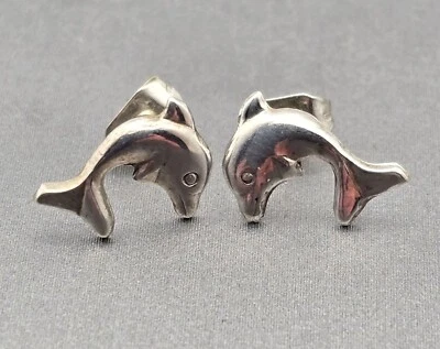 Aretes de plata esterlina 925 de colección con delfines joyería animal océano playa Foto 1 de 4
