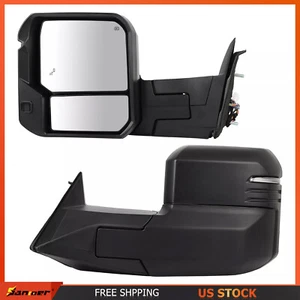 Power Heated Black Tow Mirrors LH+RH BSM for 22-24 Toyota Tundra Backup light - Picture 1 of 10