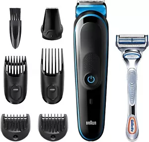 Braun Recortadora MGK3242 7en1 Máquina recortadora de barba color negro/azul - Imagen 1 de 3