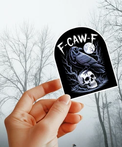 Divertida pegatina sarcástica de cuervo de Halloween 3” “F-Caw-F” para vaso, computadora portátil - Imagen 1 de 3