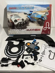 Micro Scalextric Off Road Mayhem Set Working Video Cars Track Controllers - Picture 1 of 17