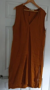 Gorgeous Zara Linen Midi Dress With Side Splits Versatile Size Large - Picture 1 of 3