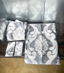 Boho Floral t Damast Vorhänge 25" x 62" 2 Paneele mit Raffbändern - Bild 1 von 3