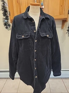 VINTAGE Arrow Blue Jean Co Mens LT Black Corduroy Flannel Lined Shirt Jacket - Picture 1 of 10