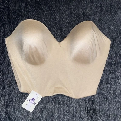 B.Temptd Cream Strapless Longline Bra 36DD Smooth Molded Cups Adjustable Back - Image 1 of 4