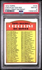 1972 Topps Baseball 5th Series Checklist #578 PSA 8 - Picture 1 of 2