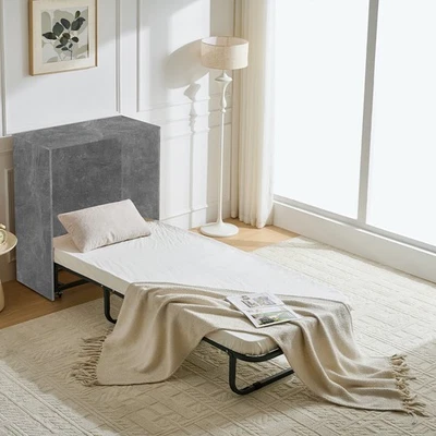 SHALLY DOGAN Mobile Letto a Scomparsa Singolo Salvaspazio Cemento Materasso e Rete Incluso