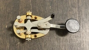 Vtg Brass Base Morse Code Ham Radio Telegraph Straight Key Tapper Japan - Zdjęcie 1 z 5