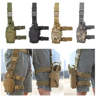 Tactical Adjustable Right Drop Leg Holster Pistol Gun Thigh Holster Belt w/Pouch - Image 1 of 4