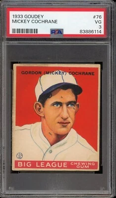 1933 Goudey Baseball #76 Mickey Cochrane PSA 3 - Image 1 of 2