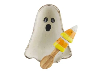 Mud Pie Ceramic Ghost Dish w/Candy Corn Spoon - Cute Fall/Halloween Decor - Picture 1 of 1