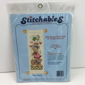 Stitchables 72017 Piggyback Bears Quick Easy Counted Cross Stitch Kit Bell Pull - Picture 1 of 3