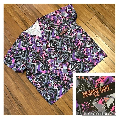 Vintage Keystone Light Beer Scrubs by Doc Splatter Purple XL VNeck Shirt Rare - Image 1 of 4