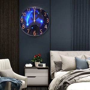 Diamond Large Wall Clock Blue Round Interior Modern Decorative Silent Wall Clock - Imagen 1 de 5