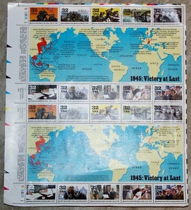 USPS 1994 Porto .32 Briefmarken Doppelblatt 1945: Endlich Sieg - Scott 2981- postfrisch - Bild 1 von 1