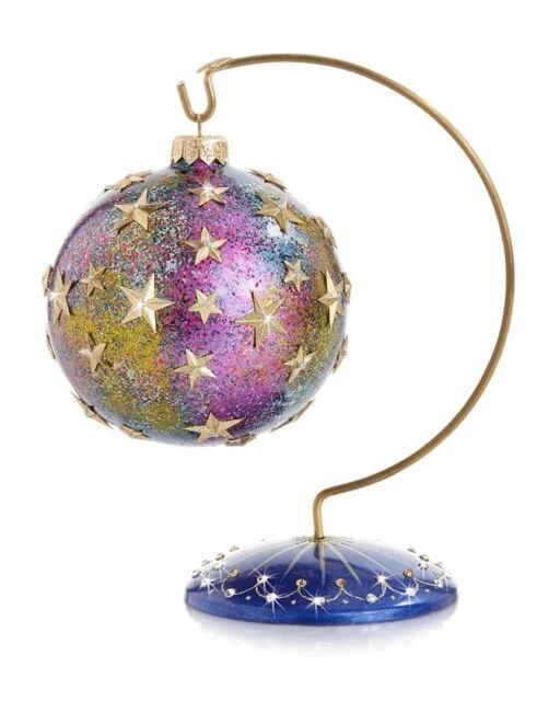 Jay Strongwater Star Night Star Bright Glass Ornament W/Stand