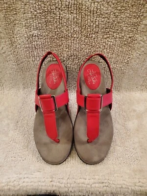 Sandalias Life Stride Soft System BROOKE para mujer 8,5 rojas con correa en T cómodas Foto 1 de 4