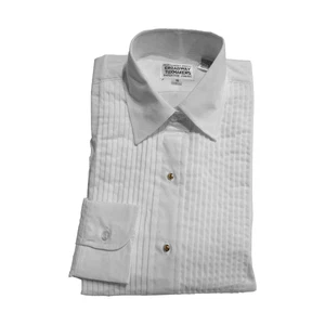 Girls Tailored Tuxedo Shirt with Lay Down Collar and 1/4" Pleats - Picture 1 of 1