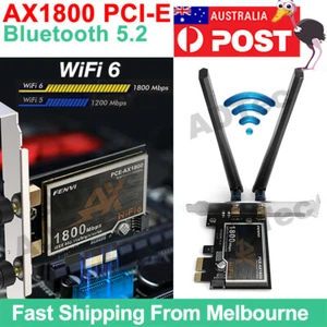 WiFi 6 Bluetooth 5.2 PCI-E Adapter PC Dual Band 2.4G+5G Game Network Card Kit AU - Picture 1 of 9
