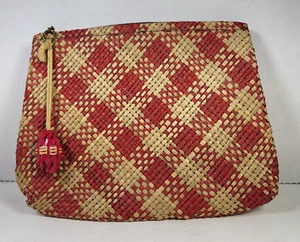 Japanese Zipper Purse with Bell  Weaved Reed/Grass Rattan VERY GOOD CONDITION - Picture 1 of 7