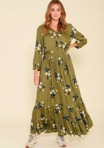 Abito maxi camicia donna Brakeburn Primrose Olive (verde) AW21 £59,99 - Foto 1 di 4