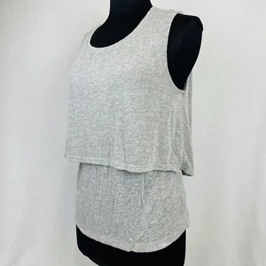 Camicetta Juicy Couture donna grande L maglia a strati senza maniche grigio spacco schiena top - Foto 1 di 7