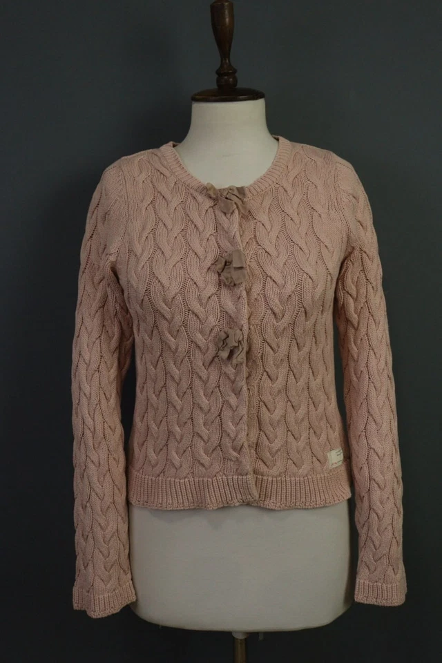 Suéter Cárdigan Odd Molly Rosa Tejido con Cable Algodón Manga Larga Talla 0 Foto 1 de 4