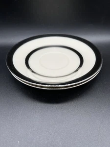 Lenox Venture 2 Saucers Ivory With Black And Platinum Bands USA - Picture 1 of 2